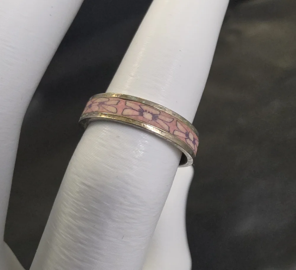 Pink Floral Enamel Band Ring - Women Jewelry